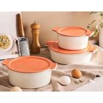 Porland Cookland İndüksiyonlu 6 Parça Porselen Turuncu Tencere Takımı