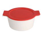 Porland Cookland Isıya Dayanıklı 1.3 lt Porselen Kırmızı Kapaklı Derin Tencere