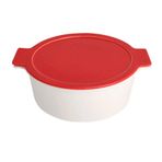Porland Cookland Isıya Dayanıklı 2.1 lt Porselen Kırmızı Kapaklı Derin Tencere