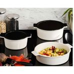 Porland Cookland Isıya Dayanıklı 6 Parça Porselen Siyah Kapaklı Tencere Takımı
