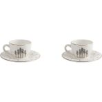 Porland Forest Porselen Kahve Fincanı Desenli 85 ml 2'li Set Beyaz Renkli