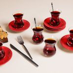 Porland Suzanne Seasons Kırmızı 12 Parça 6 Kişilik Çay Takımı