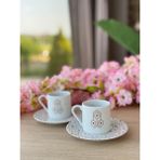 Porland Tamina Desen4 4 Parça 2 Kişilik Kahve Fincanı 90CC - Açık Kahverengi - 90 ml