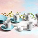 Porland Wisteria Turkuaz 6 Kişilik 90 cc Kahve Takımı