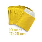 Poros Store Lux Hediye Paketi 10 adet 17x25 Gold Hazır Yapışkanlı Hediye Poşeti 30 Mikron