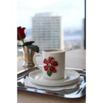 Porselen 2'li Çiçek Fincan Takımı 0,99 ml 4 Parça - Beyaz - 90 ml