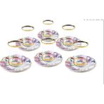 Porselen 5inch Çay Tabağı ve Çay Bardağı Bone Çay Seti 6'lı 12 Parça Set