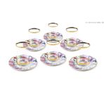 Porselen Çay Seti, 6 Kişilik, Çiçek Desenli, Altın Yaldızlı, 12 Parça, 5 cm Tabak