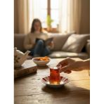 Porselen Çay Tabak - 6 Lı Porselen Kahveci Çay Tabağı