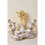 Porselen English Sachet 6 Kişilik Kahve Fincanı - Renkli - 96 ml