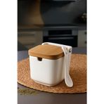 Porselen Kaşıklı 9X9X9 cm Tuz Saklama Kabı