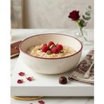 Porselen Kırmızı File Kenar Kase Salata, Çorba ve Kahvaltılık Sunum Kasesi - 17 cm 2'li set