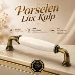Porselen Krem Antik Sarı Kulp 128 Mm 12.8 Cm Mobilya Çekmece Dolabı Dolap Kapak Kulpları Kulb Kulpu