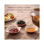 Porselen Minimal Yaprak & Istiridye Formlu Sosluk Kase | 3’lü Set