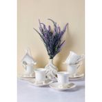 Porselen Pearly 6 Kişilik Porselen Kahve Fincanı - Beyaz - 96 ml