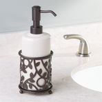 Porselen Sıvı Sabunluk Çiçek Celik Standlı 8X8x22cm 355Ml