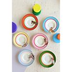 porselenden Animal Gala 6 kişilik 11 cm 6’lı Premium Porselen Renkli Hayvan Desenli Çay Tabağı Takımı