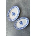 porselenden Antique Baby Blue 2li 20 Cm Premium Porselen Küçük Boy Kahvaltılık Kayık Sunum Servis Seti Mavi