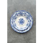 porselenden Antique Baby Blue 6 kişilik 19 cm Özel Tasarım Premium Porselen Pasta Tabağı Takımı Mavi Çiçek Desen
