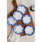 porselenden Antique deep azul 6 kişilik 11 cm 6’lı Premium Porselen Çay Tabağı Takımı Mavi Lacivert Çiçek desen