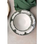 porselenden Antique Green 6 kişilik 21 cm Özel Tasarım Premium Porselen Çukur Yemek Tabağı Takımı