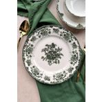 porselenden Antique Green 6 kişilik 25 cm Özel Tasarım Premium Porselen Servis Tabağı Takımı