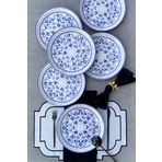 porselenden Blue Blanc 6 Kişilik 25 Cm 6'lı Mavi Klasik Porselen Servis Tabak Takımı Seti