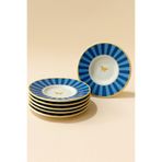 porselenden BOMONTY BLUE 6 KİŞİLİK 13 CM ÇAY TABAĞI EL DEKORU PREMIUM PORSELEN
