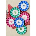 porselenden Candy Mix 6 kişilik 19 cm Premium Porselen Pasta Tabağı Takımı Yeşil-Mavi-Pembe Çiçek Desenli