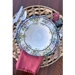 porselenden Elegance Rosalinda 24 Parça 6 Kişilik Premium Porselen Yemek Takımı Pembe Bahar Çiçek Desenli