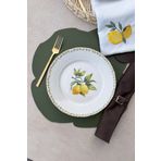 porselenden Green Garden Mat Altın Yaldızlı 25 Cm 6 Kişilik Gold Limon Desenli Porselen Servis Tabağı Takımı