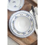 porselenden Jülide 24 Parça 6 Kişilik Premium Porselen Yemek Takımı Yeşil Mavi Çiçek Desenli Vintage Desen