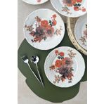 porselenden kırmızı karanfil 6 kişilik 6'lı porselen günlük renkli pasta tabak takımı 19 cm