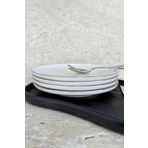 porselenden Modern Gümüş Krem 4 Kişilik 27 Cm Premium Porselen Servis Tabağı Takımı