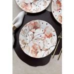 porselenden Nostalji Grandma Mat Gold 6 Kişilik 25 Cm Porselen Pembe Çiçekli Servis Tabak Takımı
