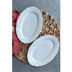 porselenden Perla Krem 2'li 25 cm Orta Boy Premium Porselen Sunumluk Kayık Tabak Seti