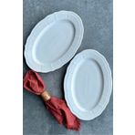 porselenden Perla Krem 2'li 30 cm Büyük Boy Premium Porselen Sunumluk Kayık Tabak Seti