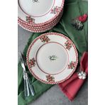 porselenden Shiraz 6 kişilik 25 cm Özel Tasarım Premium Porselen Servis Tabağı Takımı Yeni Yıl Kırmızı Yeşil