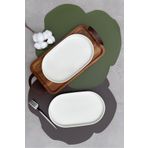 porselenden stackable Krem 2'li 25 cm Orta Boy Meze Sunumluk Kayık Tabak Seti
