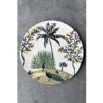 porselenden Tavus 6 Parça 6 Kişilik Premium Porselen 25 Cm Limon Desenli Servis Tabağı Takımı