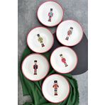 porselenden Tin Soldier Premium Porselen 6 kişilik 21 cm Kırmızı Kurşun Asker Pasta Tabağı Takımı