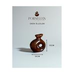 Porselian Minimalist Halkalı Dekoratif Obje - Antik Kahve Estetik Vazo ve Ev Aksesuarı