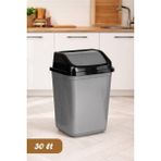 Porsima 0098 Kapaklı Gri-Siyah Çöp Kutusu - Favori Banyo ve Mutfak Çöp Kovası 30LT - 30 lt