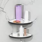 Porsima 0447 2'li İstiridye Banyo Köşe Rafı - Yapışkanlı Duş Rafı Banyo Düzenleyici Organizer - Antrasit