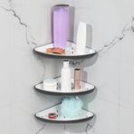 Porsima 0447 3'lü İstiridye Banyo Köşe Rafı - Yapışkanlı Duş Rafı Banyo Düzenleyici Organizer - Antrasit