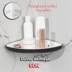 Porsima 0447 Istiridye Banyo Mutfak Köşe Rafı - Paslanmaz Yapışkanlı Duş Rafı Banyo Düzenleyici Organizer - Siyah