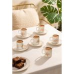 Porsima 0664 12 Parça Yaldızlı Porselen Türk Kahve Fincan Takımı - Hayat Ağacı Kahve Fincan Seti - 90ML - Renkli - 90 ml