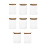 Porsima 1-4 Bambu Vakumlu Kapaklı Yuvarlak Cam 8li Kavanoz Seti Saklama Kabı 750ml 10x12cm