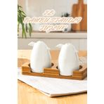 Porsima 102001 Grage 2li Bambu Standlı Porselen Tuzluk Biberlik Seti - 80ml