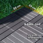 Porsima 1066 Bahçe Balkon Teras Zemin Paspası Banyo Paspası 2'li Dış Mekan Yer Karosu Antrasit - 2li